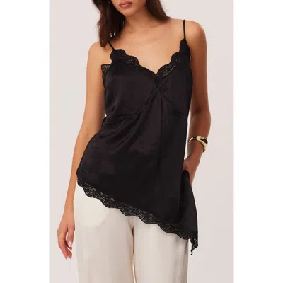 Sndys Toni Lace Trim Asymmetric Camisole In Black