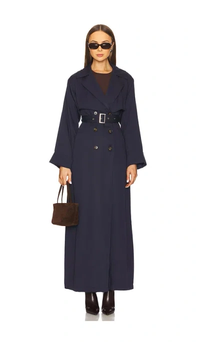 Sndys Victoria Floor Length Trench In Navy
