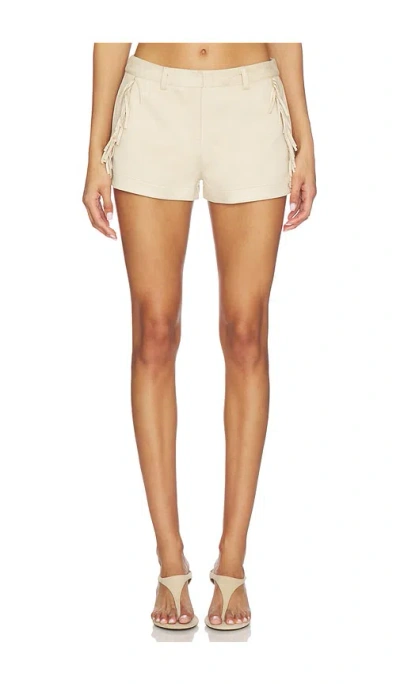 Sndys Wes Faux Suede Fringe Short In White