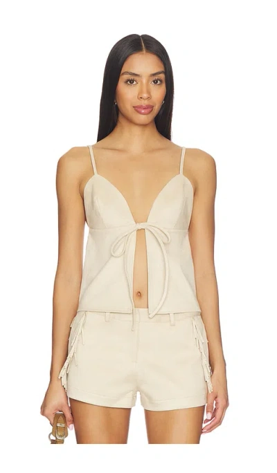 Sndys Wes Faux Suede Top In Neutral