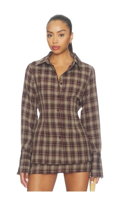Sndys Wynter Cinch Shirt In Brown