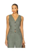 Sndys X Revolve Allegra Linen Vest In Green