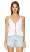 Sndys Cotton Lace Trim Tie Front Cami Top In White - Part Of A Set In 白色