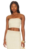 Sndys X Revolve Strapless Crochet Top In Beige Shimmer