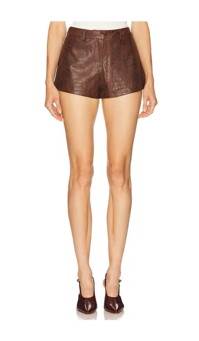 Sndys X Revolve Wendy Croc Mini Short In Brown