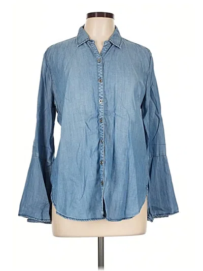 Pre-owned Sneak Peek 3/4 Sleeve Button Down Shirt In Blue