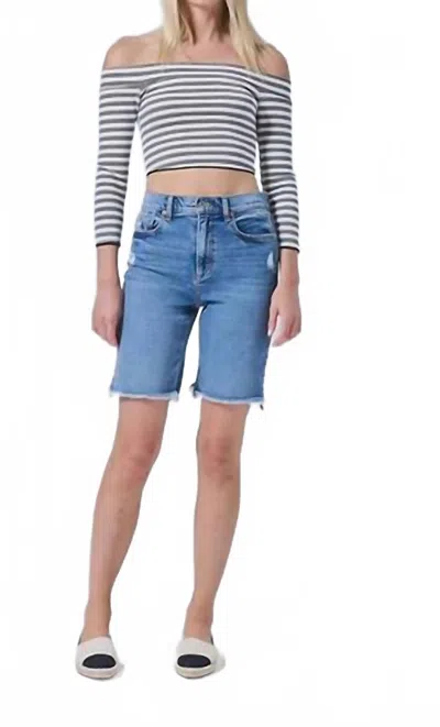 Sneak Peek Bermuda Shorts With Slight Hip Distressing In Medium Dark In Blue