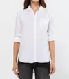 Sneak Peek Classic Tencel Button Up Long Sleeve Shirt In White In White