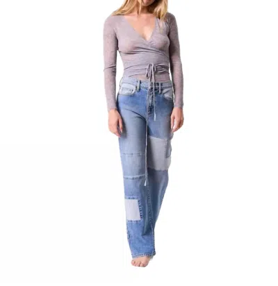 Sneak Peek Comfort Stretch Patch Jeans In Light Blue Vintage In Multi