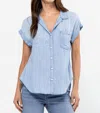 Sneak Peek Classic Tencel Button Up Long Sleeve Shirt In Medium Light Wash In Blue