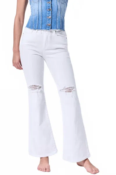 Sneak Peek Distressed Flare Jeans In White