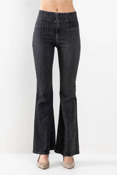 Sneak Peek High Rise Flare Jeans In Grey