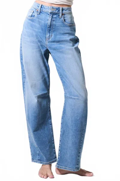 Sneak Peek High Rise Straight Barrel Jeans In Medium Light In Multi