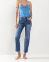 Sneak Peek Mid Rise Slim Straight Jeans With Patch Work In Medium Dark Wash In Multi