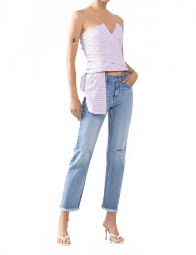 Sneak Peek Mid Rise Fringe Hem Jeans In Blue