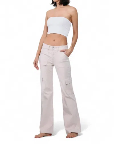 Sneak Peek Mid Rise Slim Boot Cut Cargo Pants In Whisper White In Pink