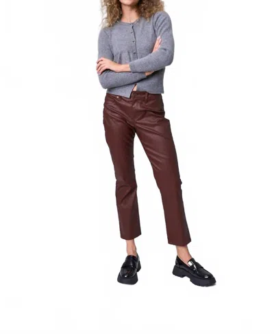 Sneak Peek Mid Rise Slim Straight Coated Pants In Berry In Burgundy