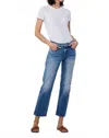 Sneak Peek Mid Rise Straight Ankle Jean In Medium Wash In Blue