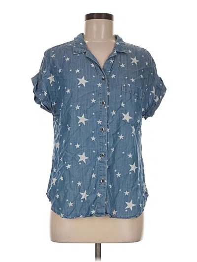Pre-owned Sneak Peek Short Sleeve Blouse In Blue