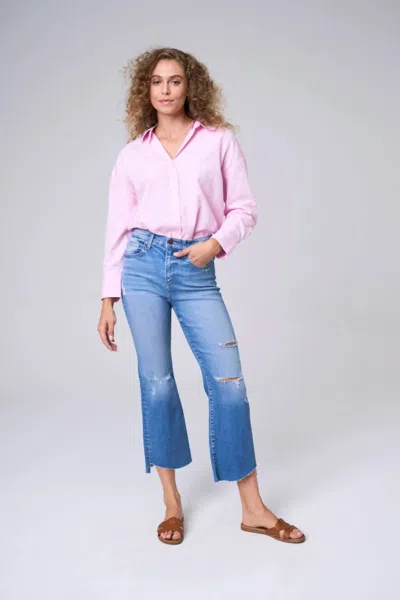 Sneak Peek Victoria High Rise Kick Flare Denim Jeans In Medium Light Wash In Blue