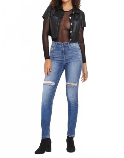 Sneak Peek Women's High Rise Ripped Skinny Jeans In Blue