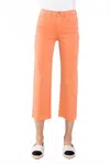 Sneak Peek Women's High Rise Straight Leg Raw Hem Capris In Burnt Sienna In Orange