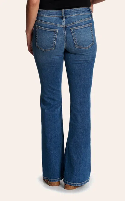 Sneak Peek Women's Medium Wash Low Rise Flare Jeans In Blue