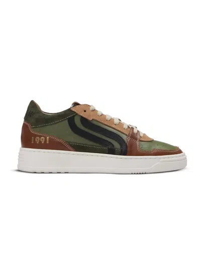 Sneark Leather Sneakers In Brown/green