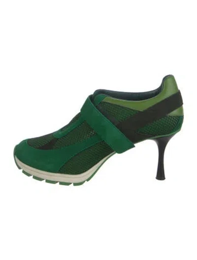 Pre-owned Sneex Suede Colorblock Pattern Boots In Green
