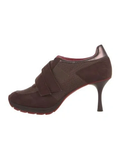 Pre-owned Sneex Suede Colorblock Pattern Pumps In Brown