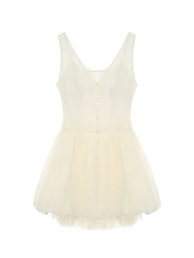 Snidel Airy Sheer Tunic Dress In White