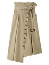 Snidel Asymmetrical High-waisted Button-up Midi Skirt In Brown