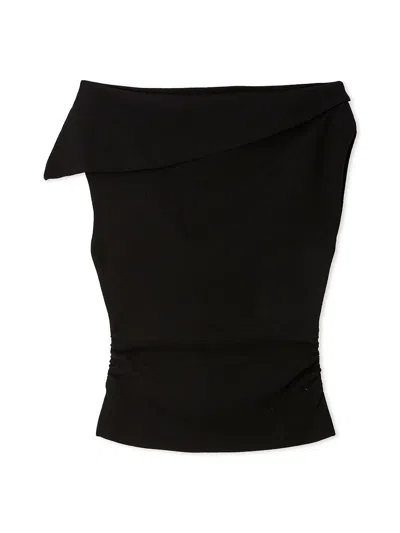 Snidel Asymmetrical Knit Pullover In Black