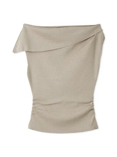 Snidel Asymmetrical Knit Pullover In Gray