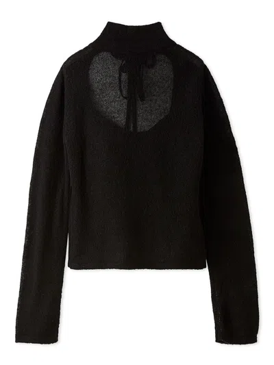 Snidel Back-open Mohair Knit Pullover In Black