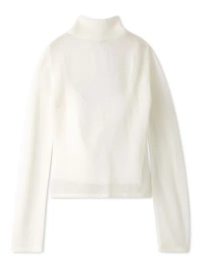 Snidel Back-open Mohair Knit Pullover In White