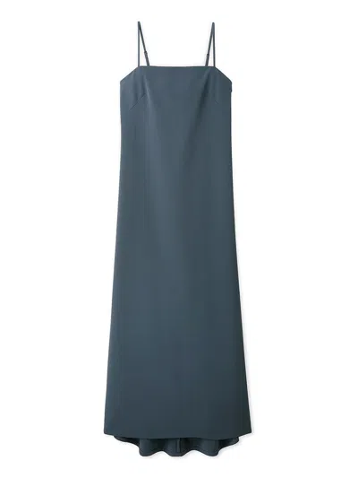 Snidel Backplane Long Elegant Dress In Blue