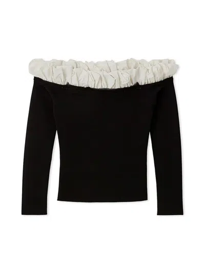 Snidel Balloon Frill Knit Pullover In Black