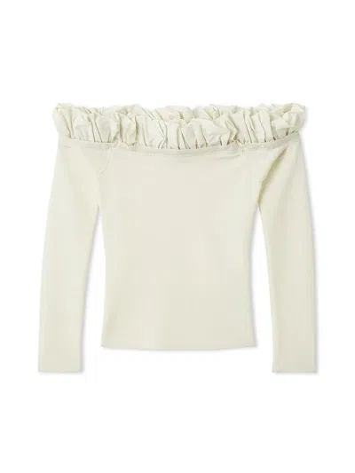 Snidel Balloon Frill Knit Pullover In White