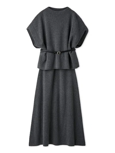 Snidel Belted Cape-style Knit Set In Animal Print