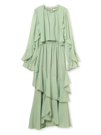 Snidel Blouse Layered Frill Dress In Green