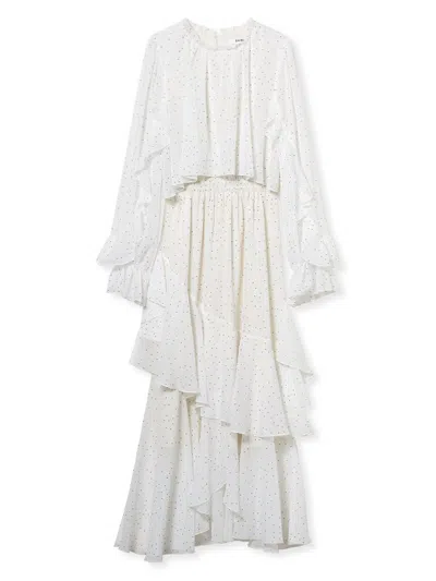 Snidel Blouse Layered Frill Dress In White