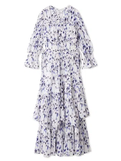 Snidel Boho-inspired Ruffle Layered Maxi Dress In Blue