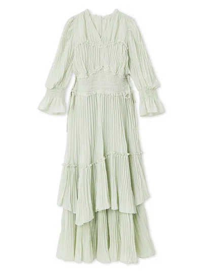 Snidel Boho-inspired Ruffle Layered Maxi Dress In Green