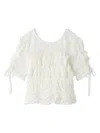 Snidel Boho Lace Textured Puff Sleeve Blouse In Multi