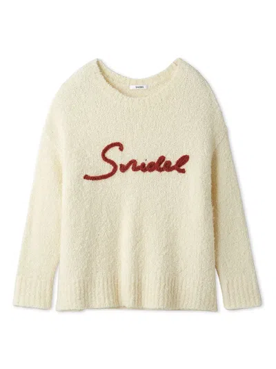 Snidel Bouclé Logo Knit Pullover In Neutral