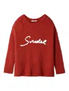 Snidel Bouclé Logo Knit Pullover In Red