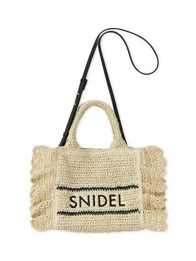 Snidel Braided Frill Logo Shoulder Bag In Sand