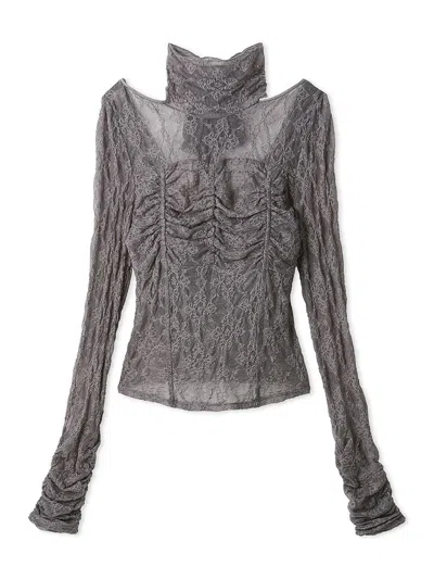Snidel [chacott] Lace Sheer Top In Gray