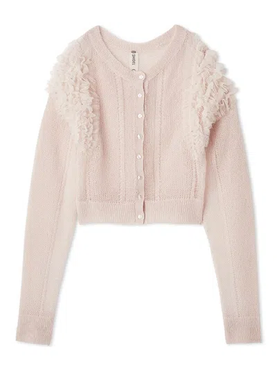 Snidel [chacott] Tulle Sleeve Knit Cardigan